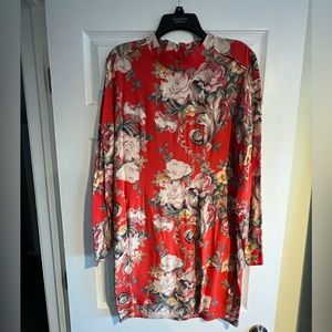Rolla’s orange floral mini dress with long sleeves